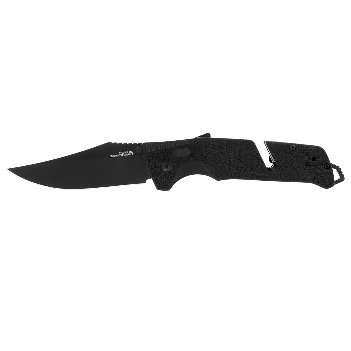 SOG - Trident AT, Folding Knife, 3.7" Straight Clip Point, Black Handle, D2 Steel, Titanium Nitride Finish, Black