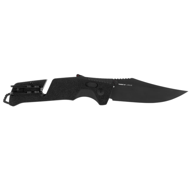 SOG - Trident AT, Folding Knife, 3.7" Straight Clip Point, Black Handle, D2 Steel, Titanium Nitride Finish, Black