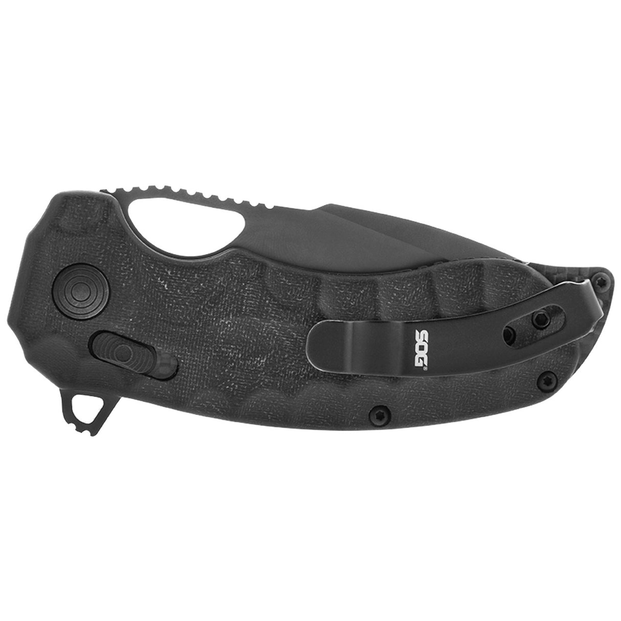 SOG - Kiku XR, 3.2" Tanto Point Straight Edge, Linen Micarta Handle, Cryo CTS XHP Steel, Black