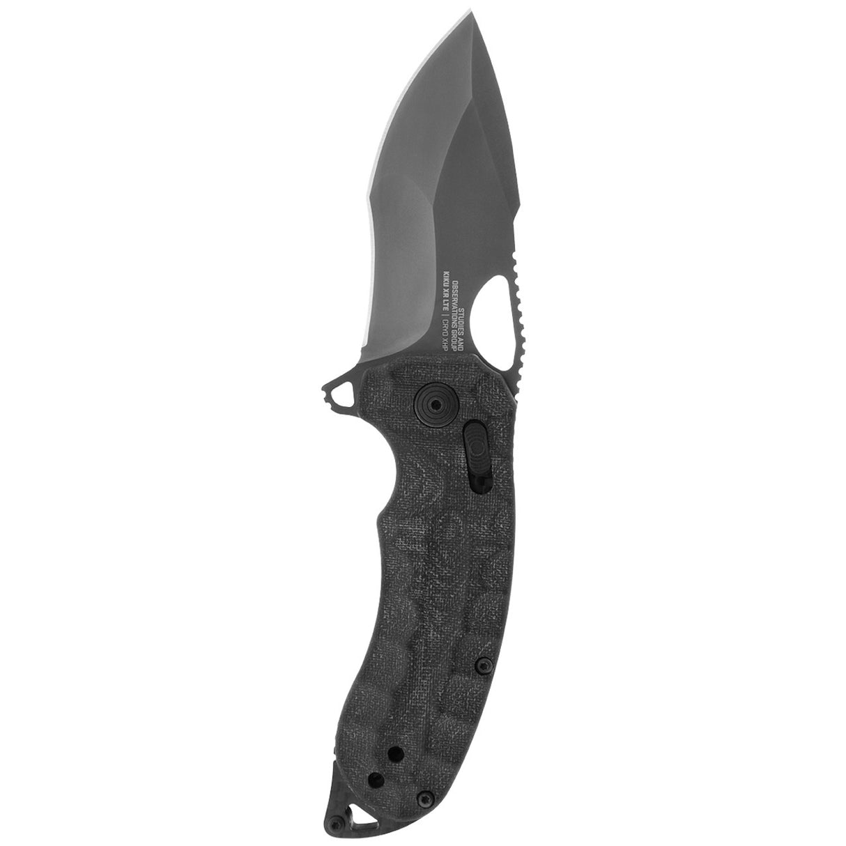 SOG - Kiku XR, 3.2" Tanto Point Straight Edge, Linen Micarta Handle, Cryo CTS XHP Steel, Black