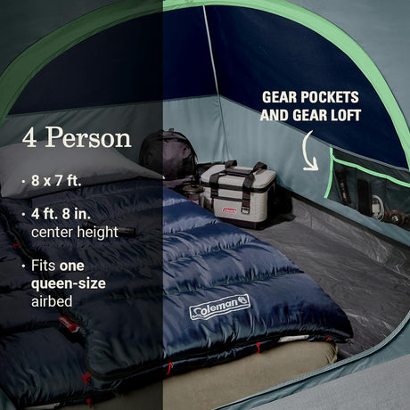 Coleman - Skydome 4-Person Tent with LED Light and WeatherTec