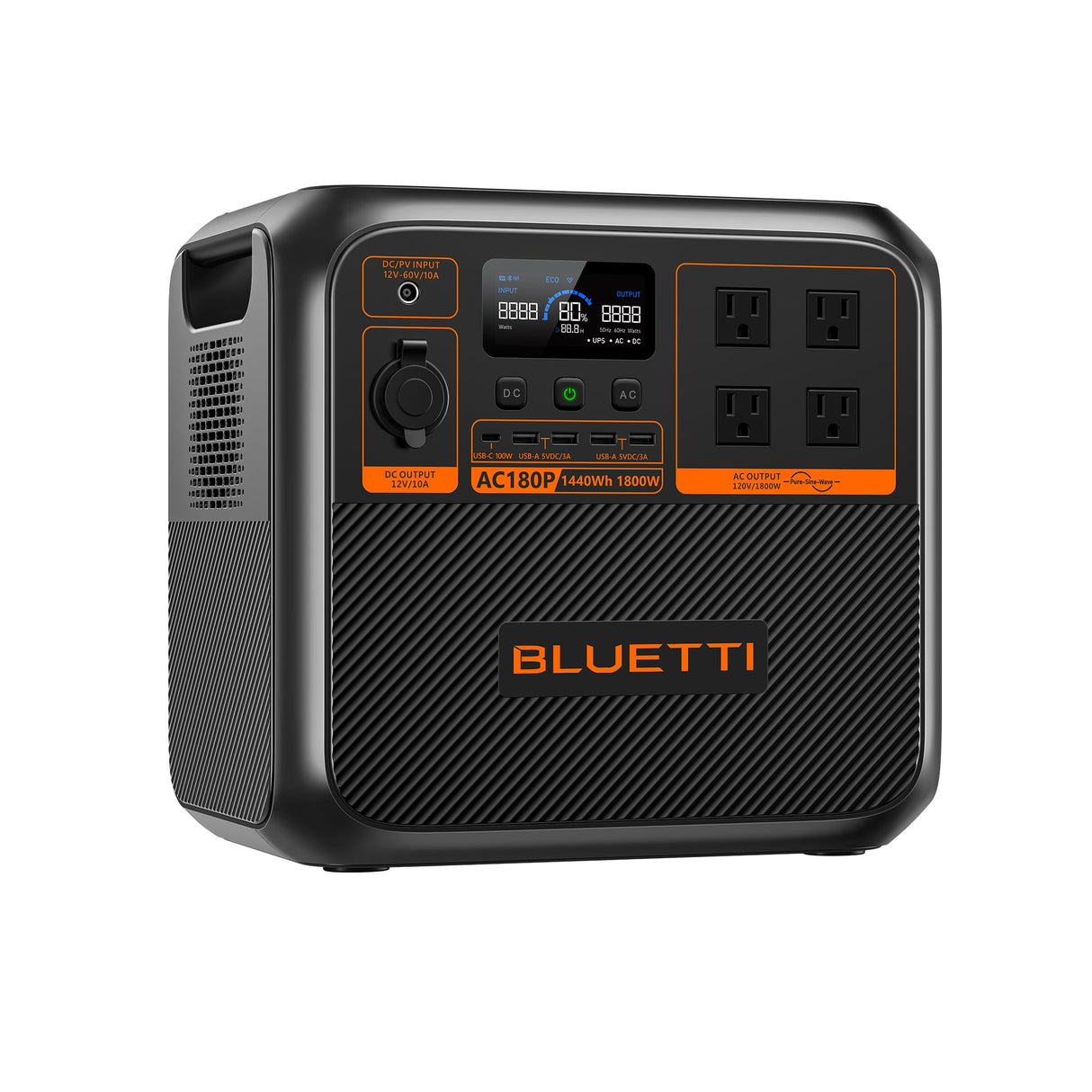 Bluetti - AC180P Solar Portable Power Station | 1,800W 1,440Wh