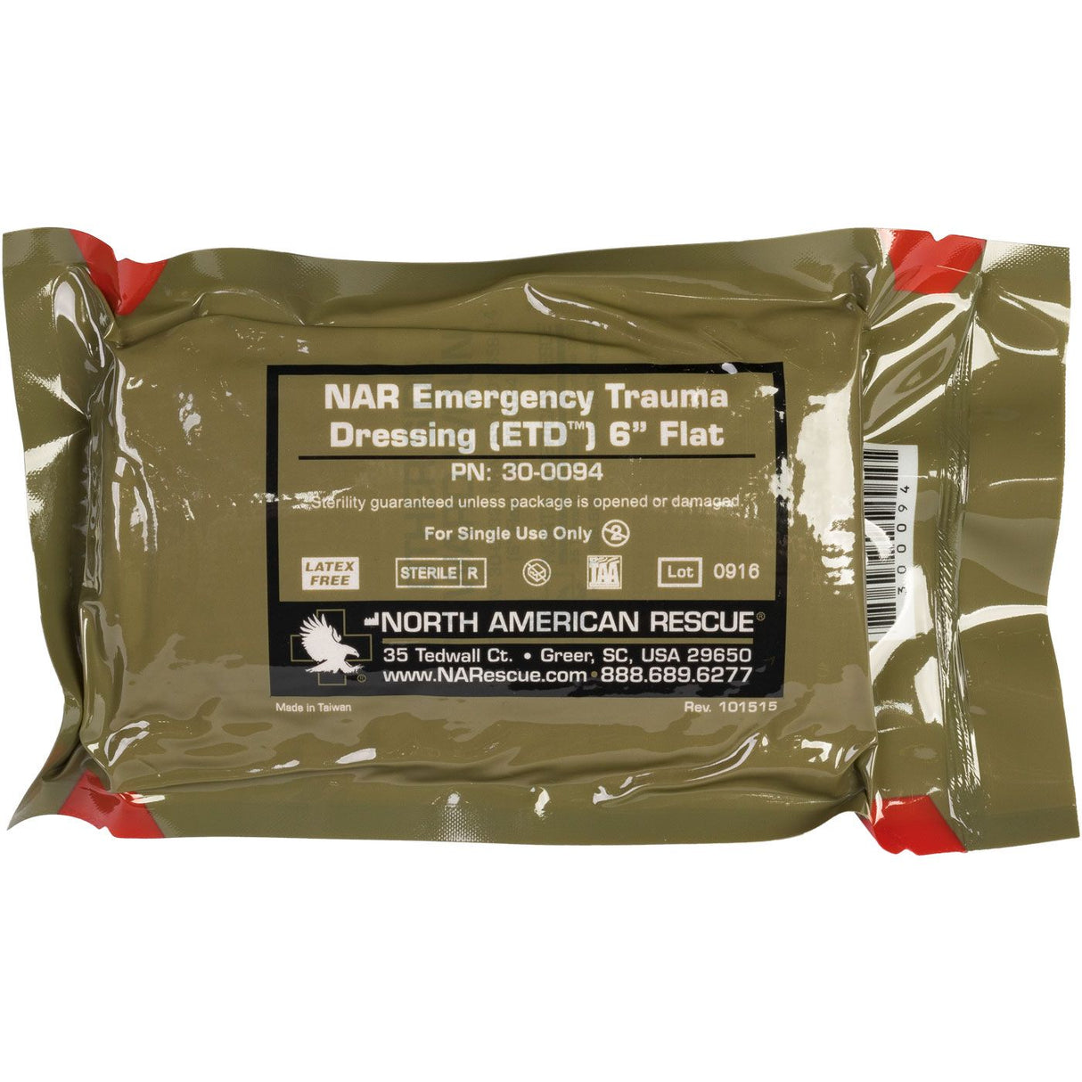 North American Rescue - Flat Emergency Trauma Dressing (ETD), 6 inches