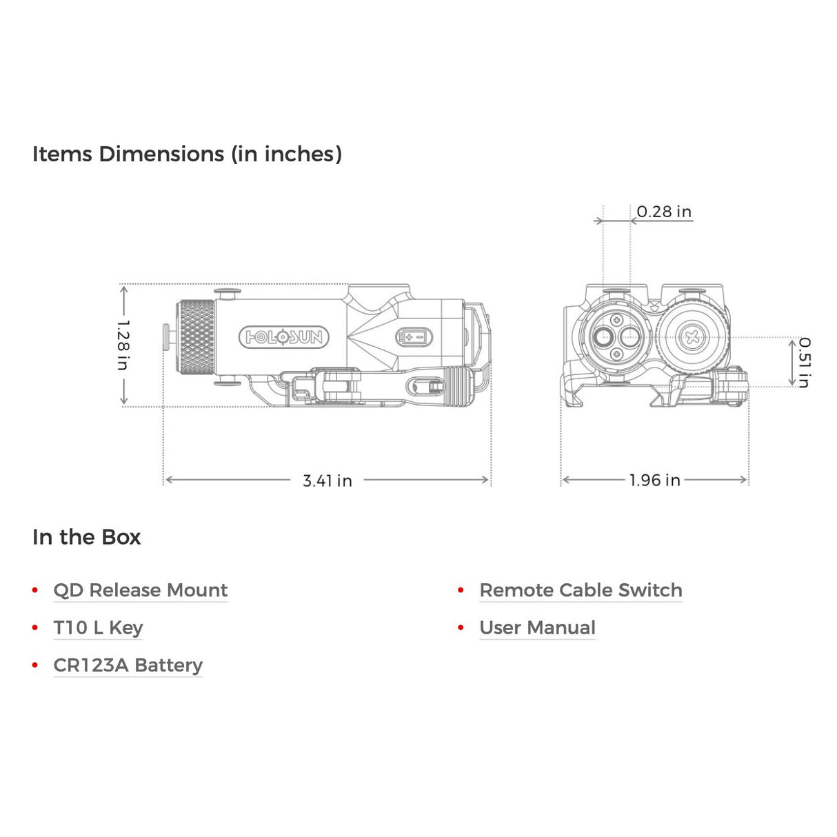 Holosun - 221 Red or Green Laser & IR Aiming Device, 7075-T6 Aluminum Housing