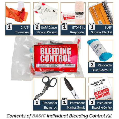 North American Rescue - Public Access Individual Bleeding Control Kit - Vacuum Sealed