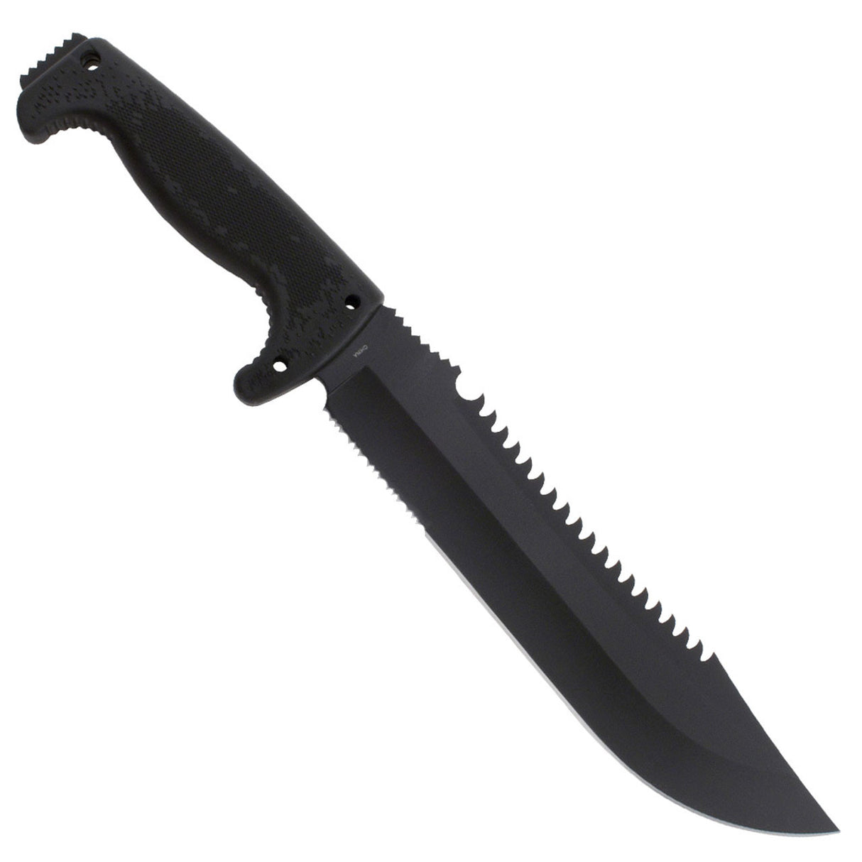 SOG - Fusion, Jungle Primitive, 9.5" Partially Serrated Clip Point, Black Glass Reinforced Nylon Handle, Hardcased Finish, Black, Includes Nylon Sheath