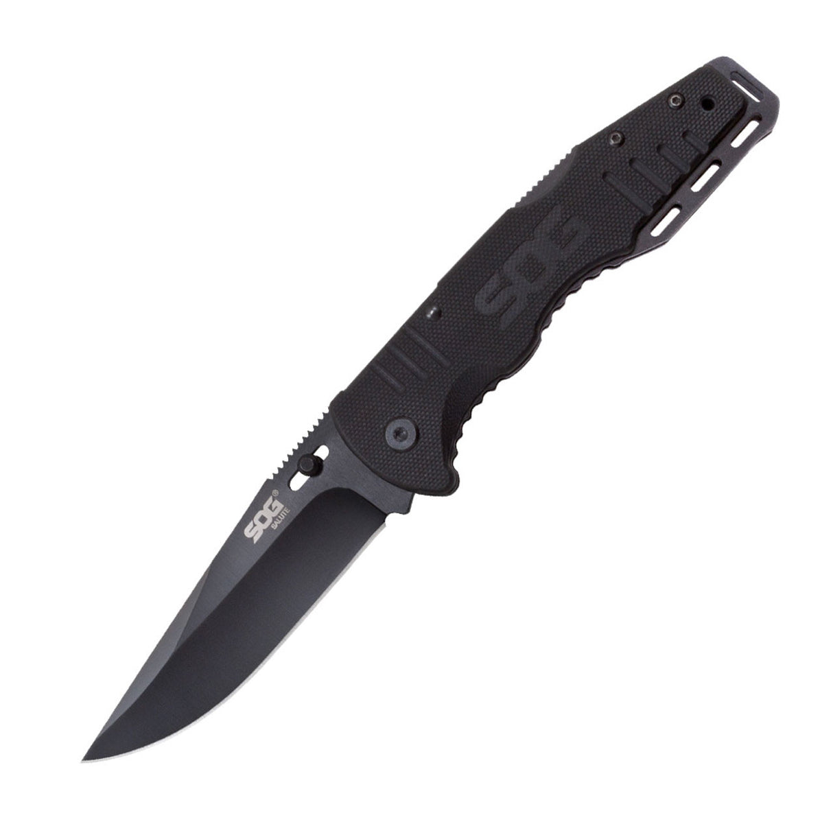 SOG - Fusion, Folding Knife, 3.625" Clip Point Straight Edge, Hardcased Finish, Black