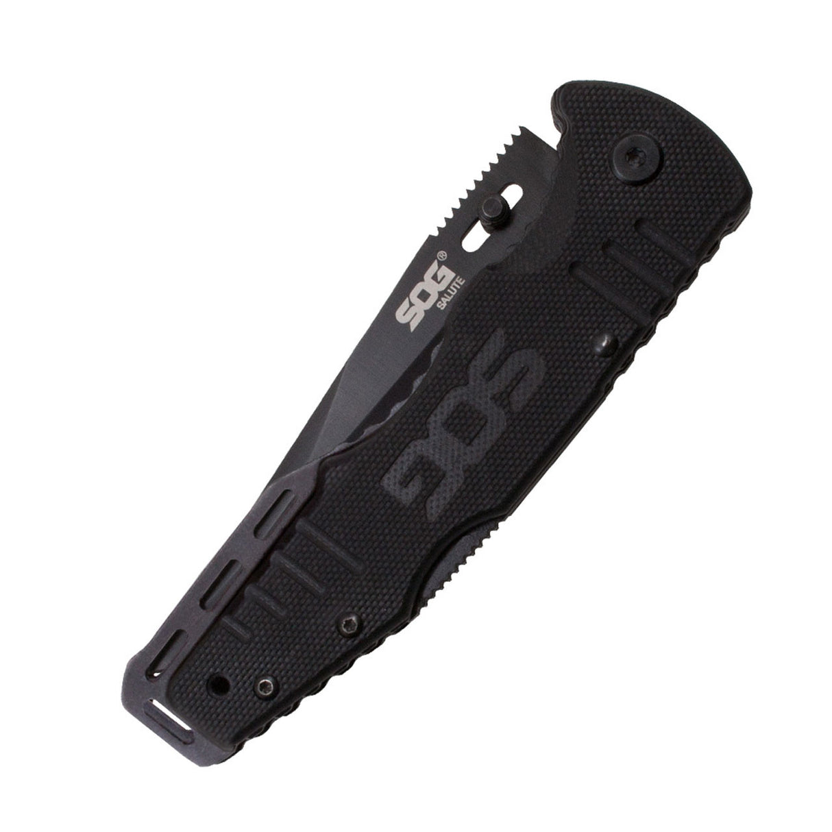 SOG - Fusion, Folding Knife, 3.625" Clip Point Straight Edge, Hardcased Finish, Black