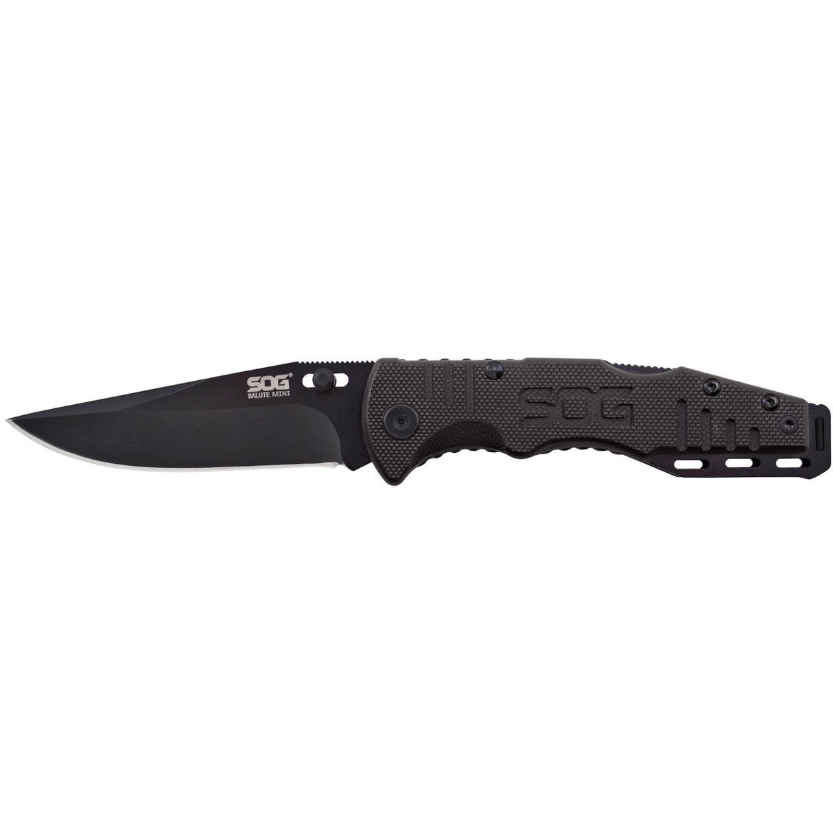 SOG - 3.1" Folding Knife, Clip Point Straight Edge, G10 Handle, Hardcased Black Finish