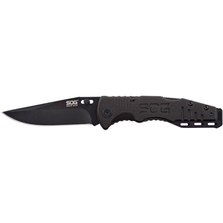 SOG - 3.1" Folding Knife, Clip Point Straight Edge, G10 Handle, Hardcased Black Finish