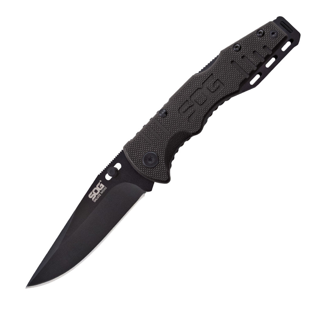 SOG - 3.1" Folding Knife, Clip Point Straight Edge, G10 Handle, Hardcased Black Finish