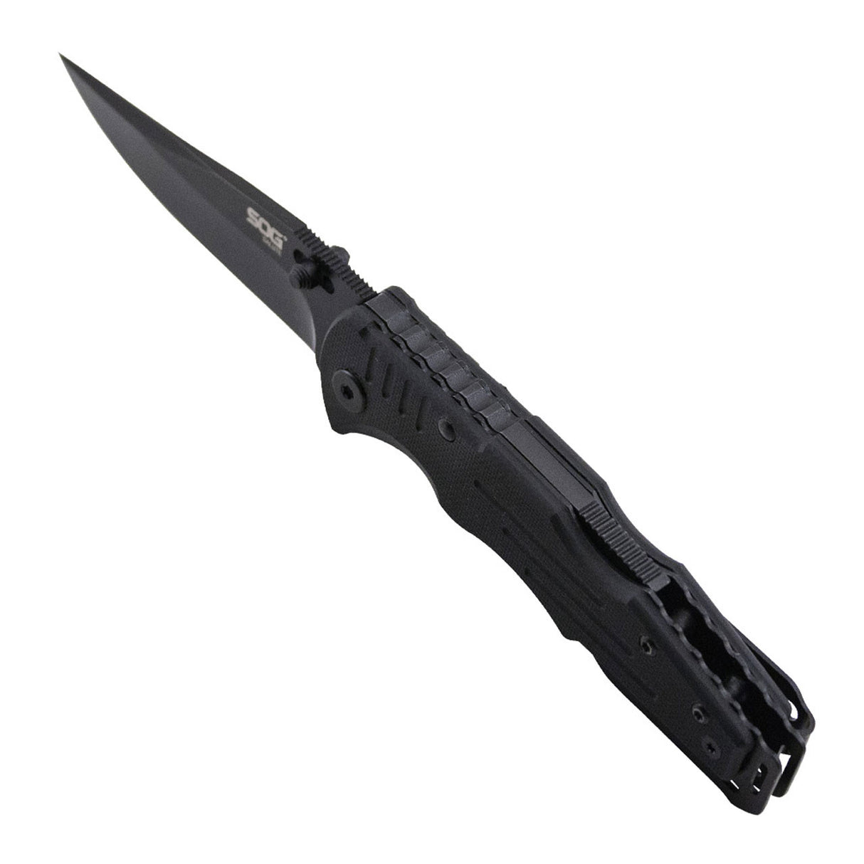 SOG - 3.1" Folding Knife, Clip Point Straight Edge, G10 Handle, Hardcased Black Finish
