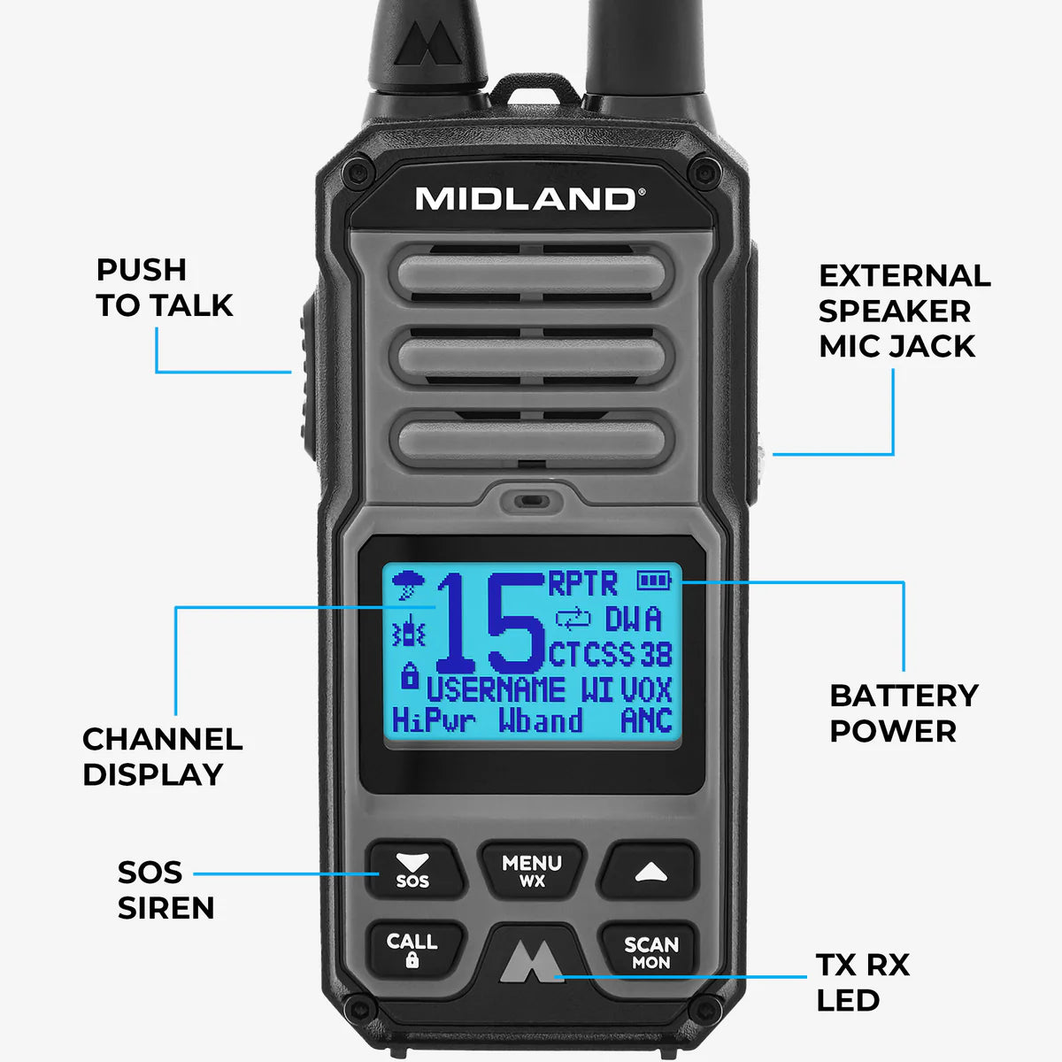 Midland – GXT67 PRO GMRS 5-Watt Waterproof Two-Way Radio