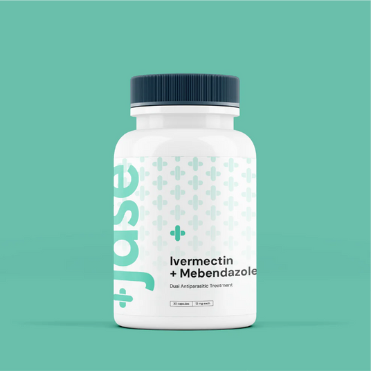 Jase ivermectin and mebendazole antiparasitic medication bottle for treating parasitic infections