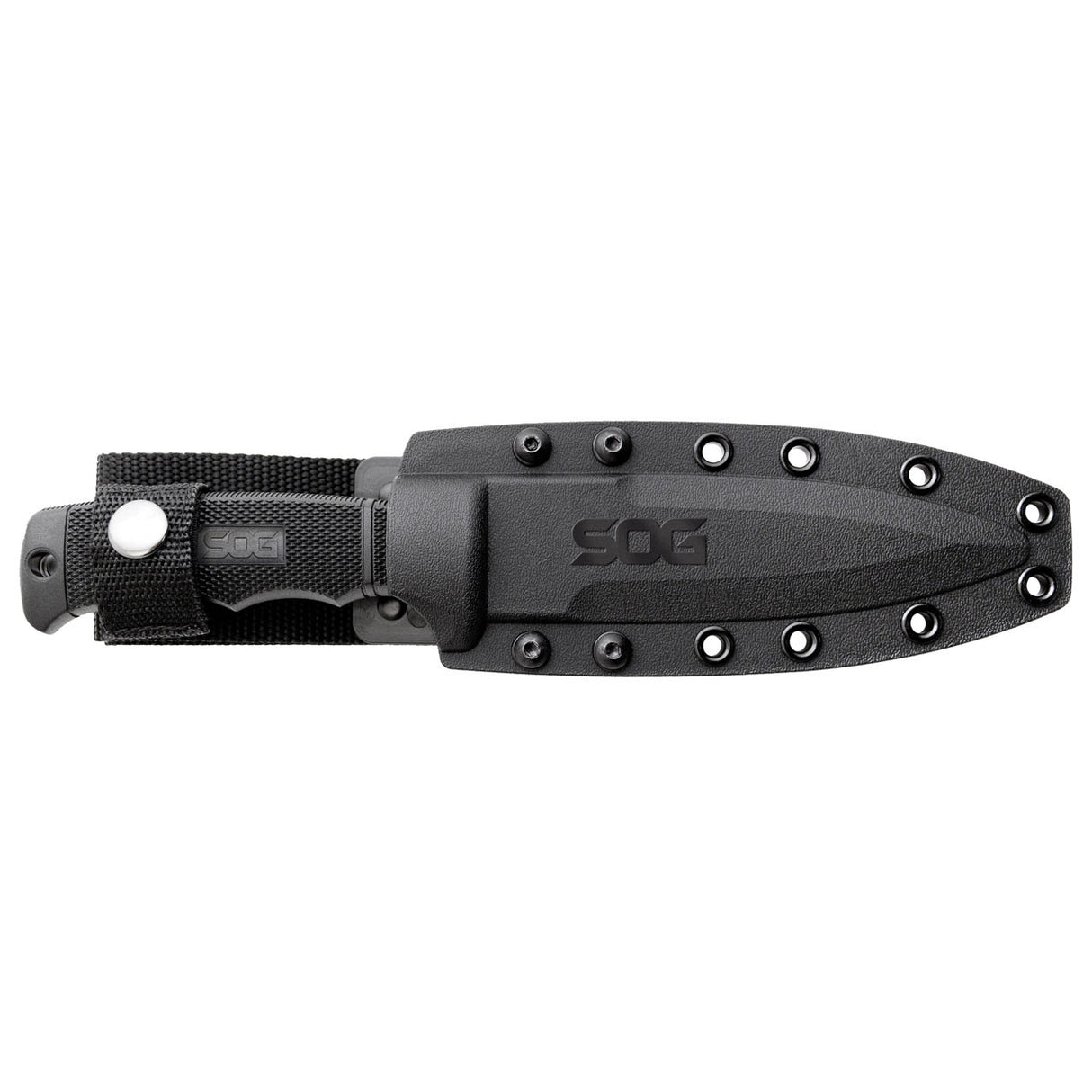 SOG - Seal Pup, Fixed Blade Knife, 4.75" Partially Serrated, Clip Point, Black, Includes Kydex Sheath
