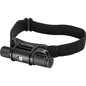 LED headlamp for outdoor survival, featuring adjustable strap and compact design, ideal for tactical and emergency use