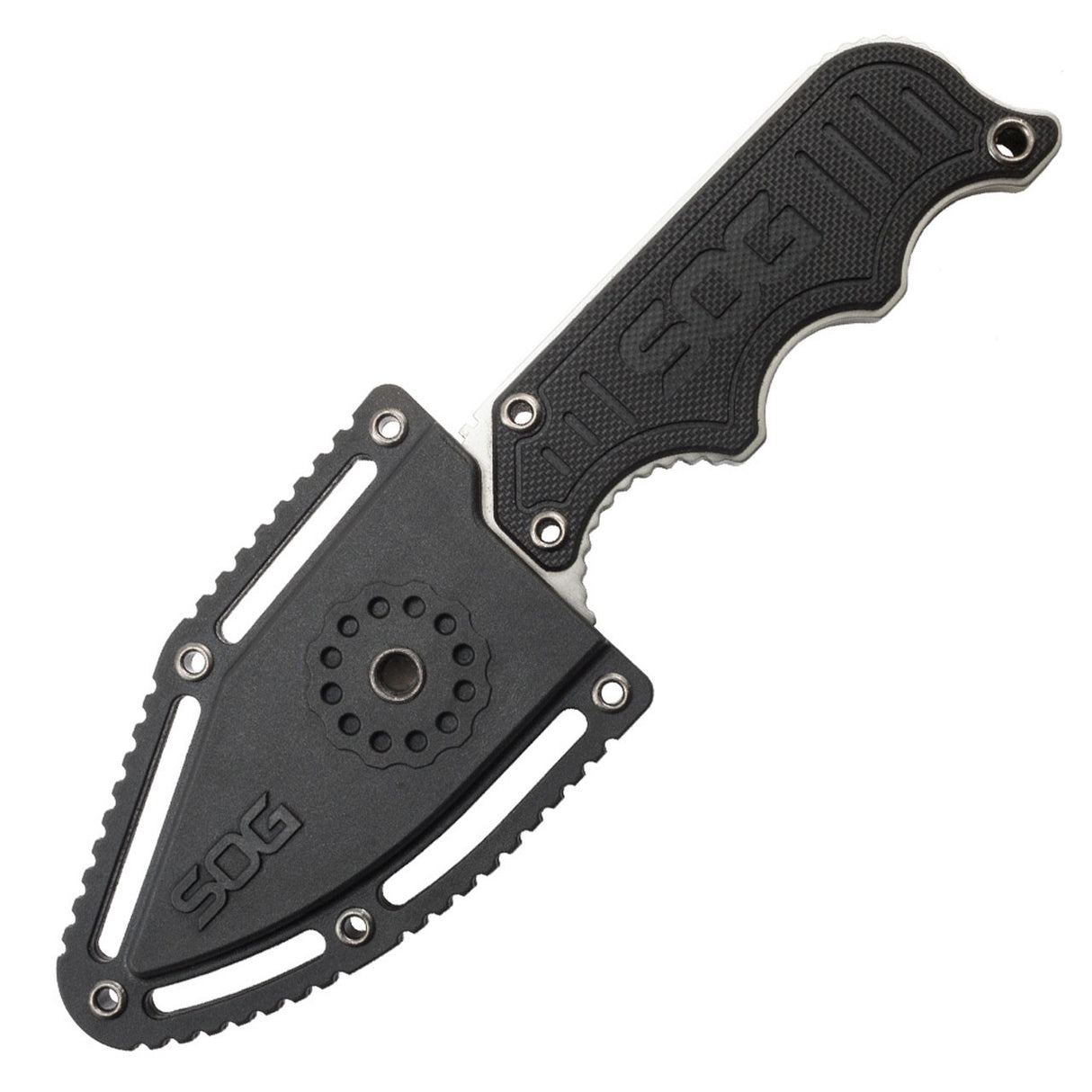 SOG - Instinct Fixed Blade Knife - 2.3" Straight Edge Clip Point, Black Stainless Steel with G10 Handle, Includes Hard Molded Nylon Sheath