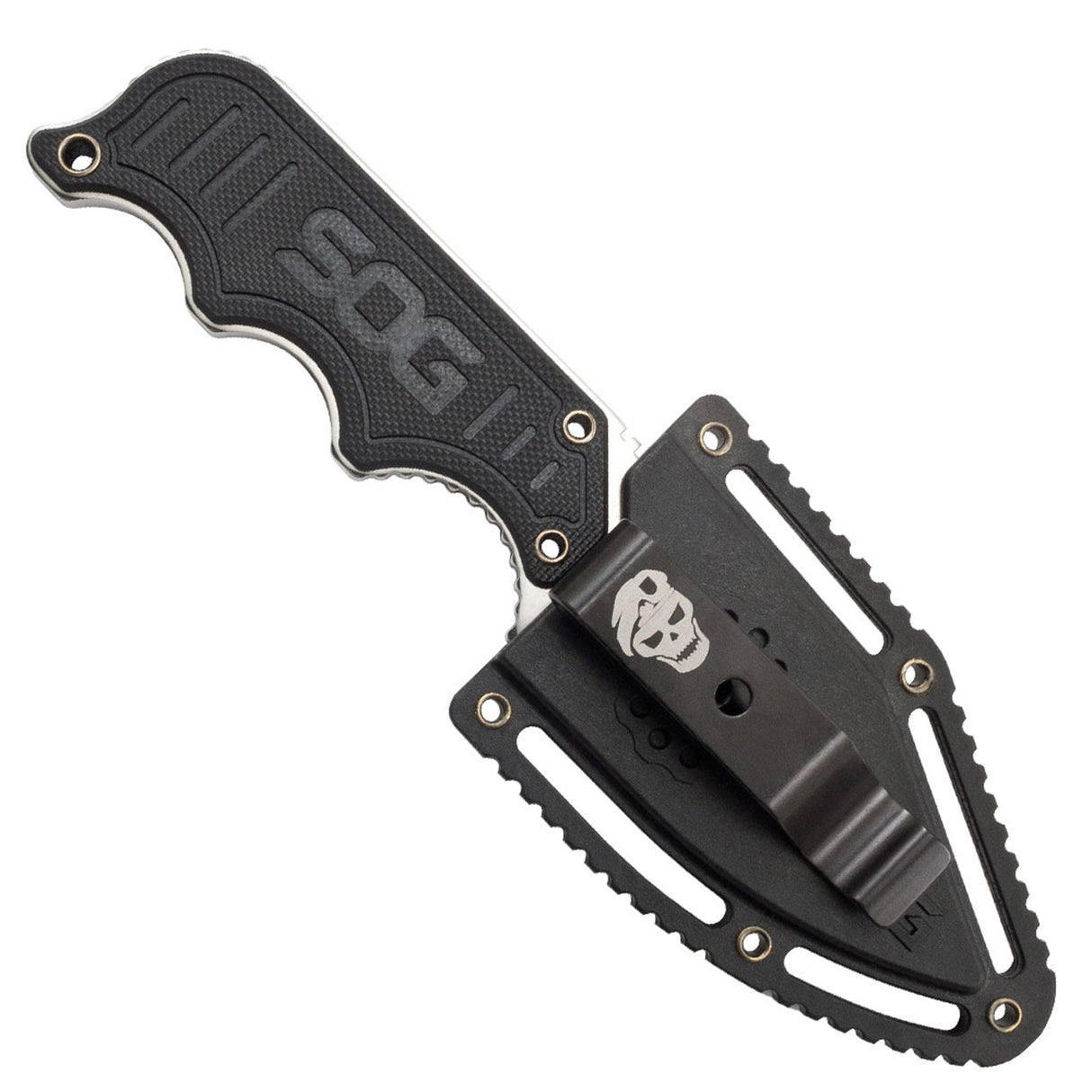 SOG - Instinct Fixed Blade Knife - 2.3" Straight Edge Clip Point, Black Stainless Steel with G10 Handle, Includes Hard Molded Nylon Sheath