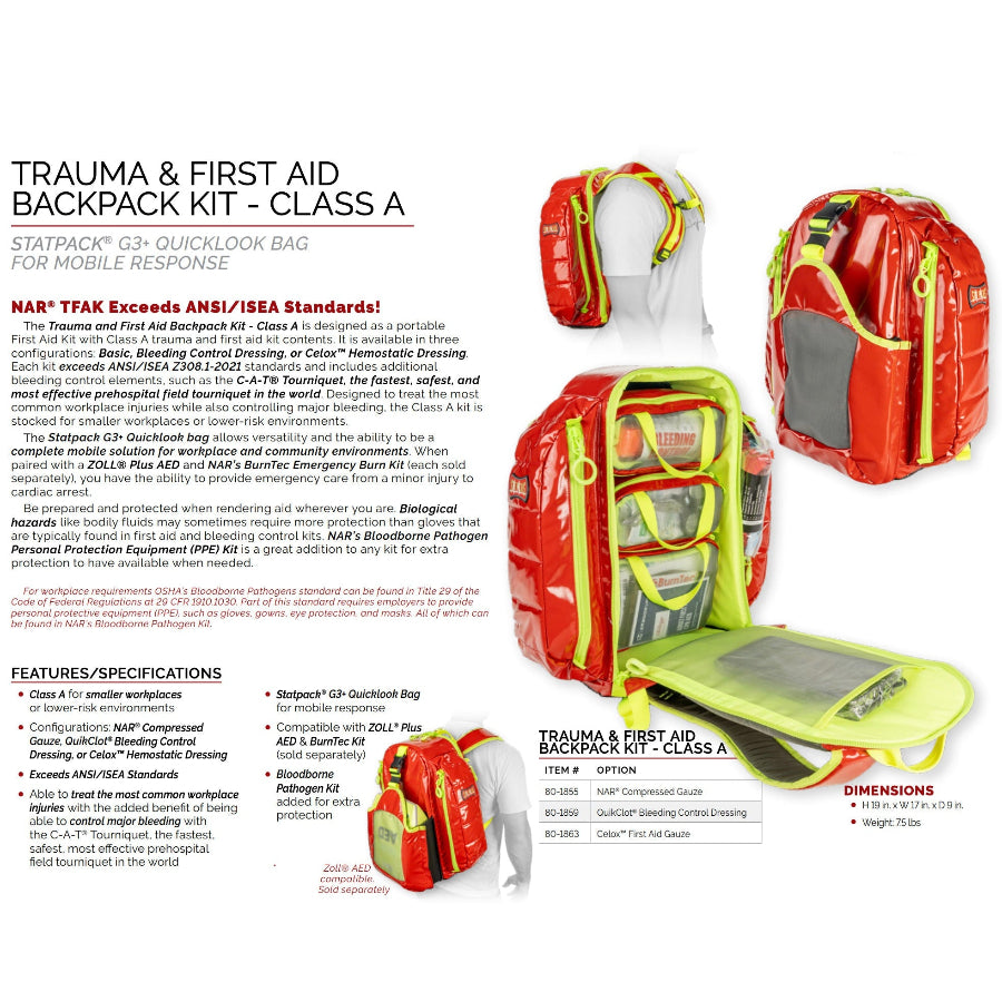 North American Rescue – Trauma & First Aid Backpack Kit Class A