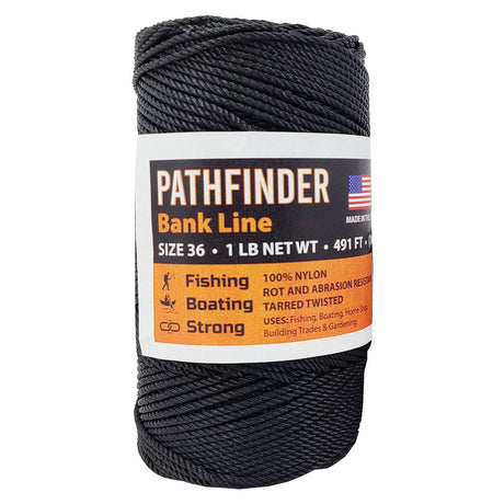 Pathfinder - #36 Bank Line, 100 Feet/340LB Break Strength, 1 lb Roll, Black