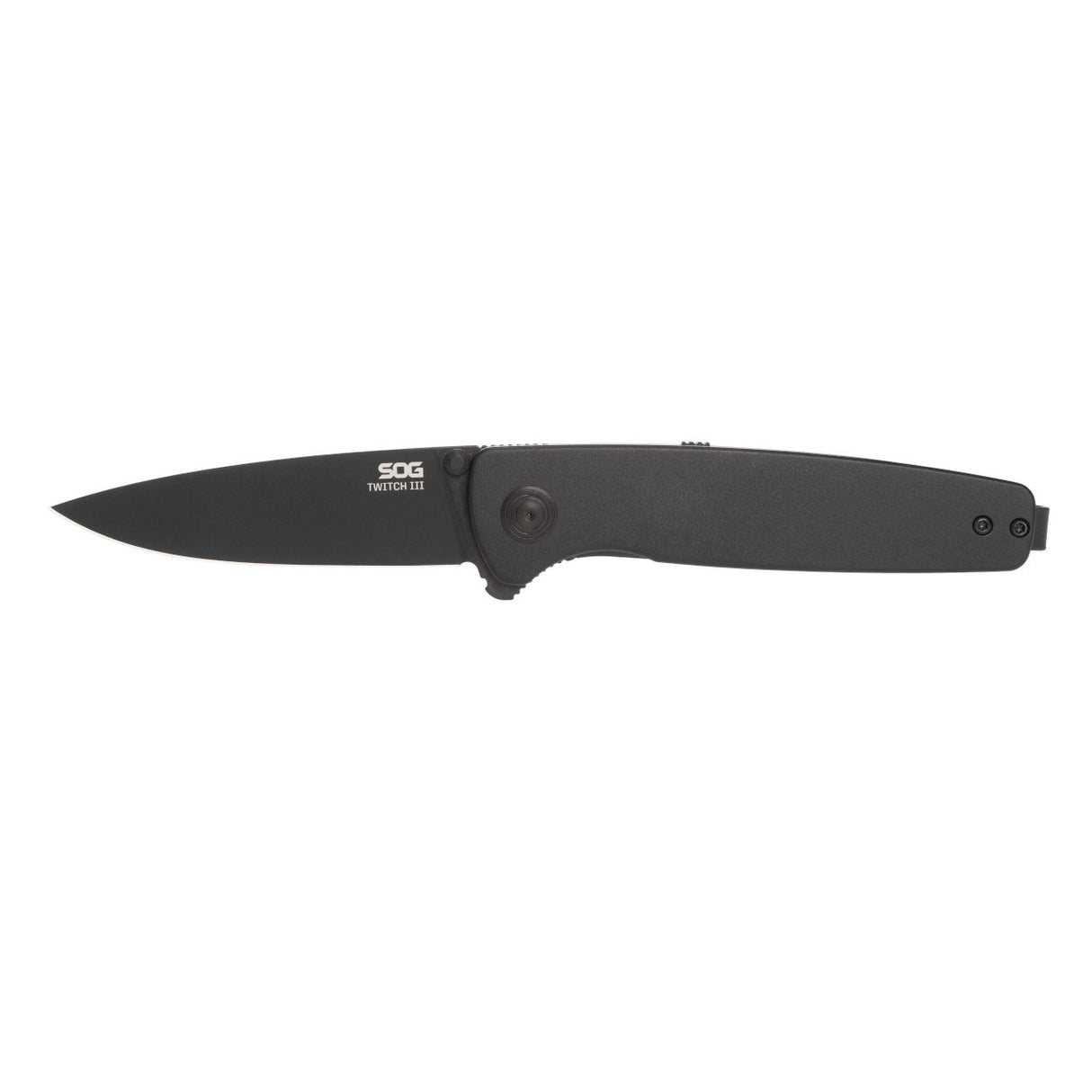 SOG - Twitch III, Folding Knife, 3.1" Drop Point Straight Edge, Titanium Nitride Finish, Black