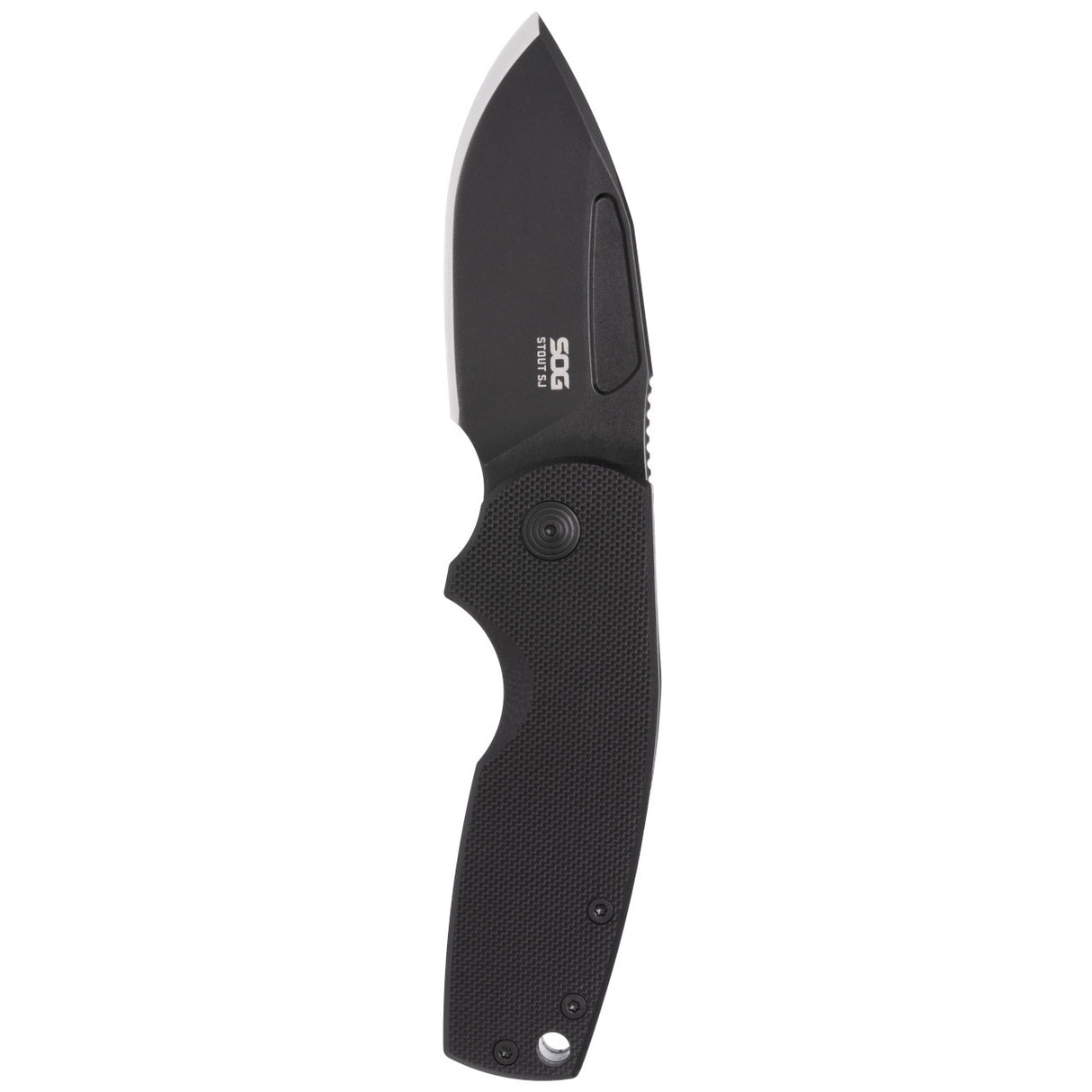 SOG - Stout SJ, Folding Knife, 2.6" Clip Point Straight Edge, G10 Handle, Cryo D2 Steel, Titanium Nitride Finish, Black