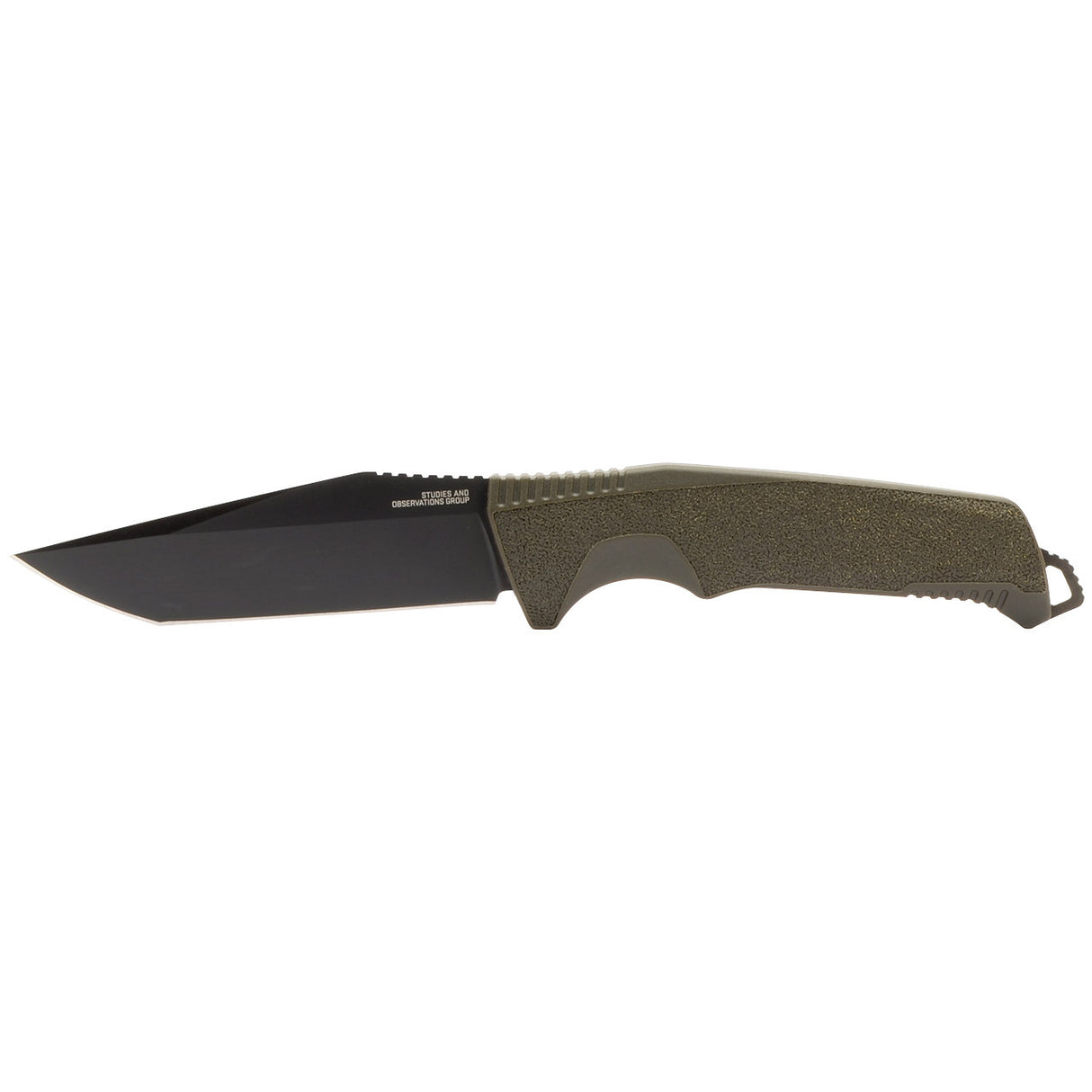 SOG - Trident FX, 4.2" Fixed Blade Knife, Tanto Point Straight Edge, Titanium Nitride Finish, Black and Olive Drab Green, Includes Nylon Sheath