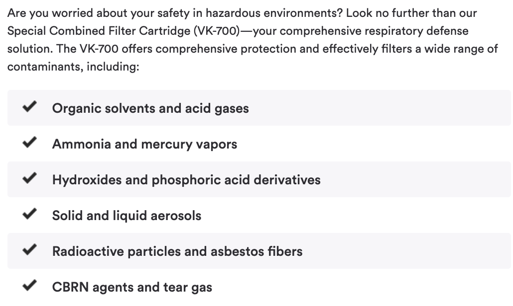 MIRA Safety - VK-700 Advanced Smoke / Carbon Monoxide Filter Cartridges