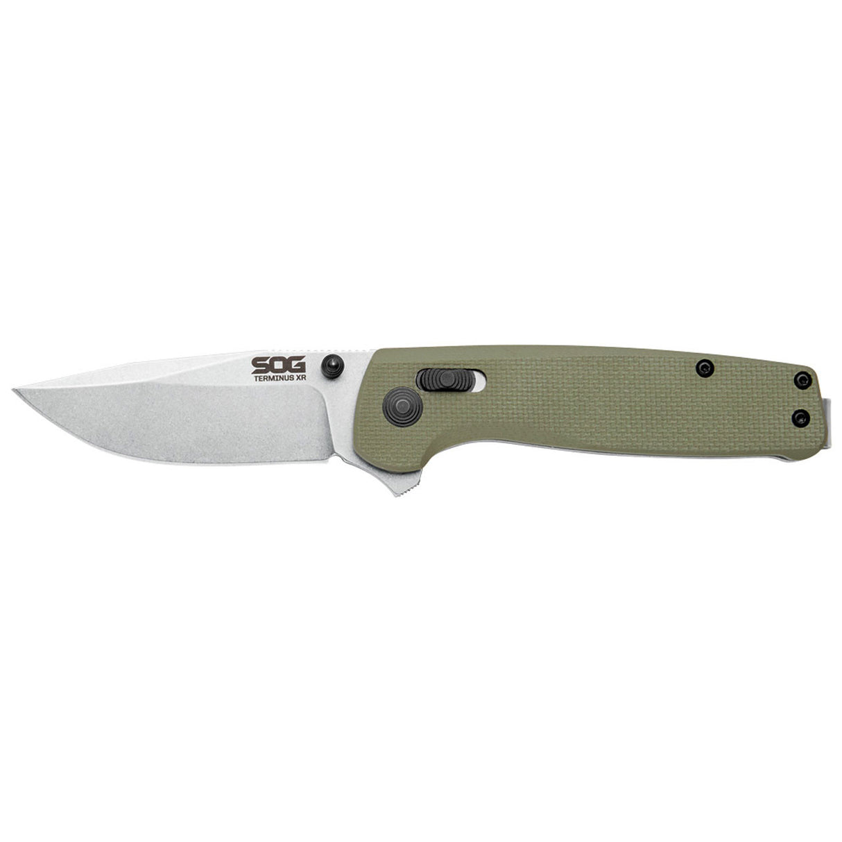 SOG - Terminus XR, Folding Knife, 2.95" Straight Clip Point, Olive Drab Green