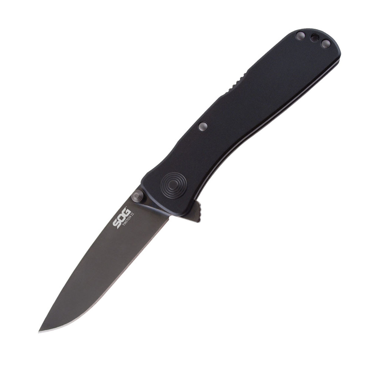 SOG - Twitch II, Folding Knife, 2.65" Drop Point Straight Edge, Black Titanium Nitride Finish, Black