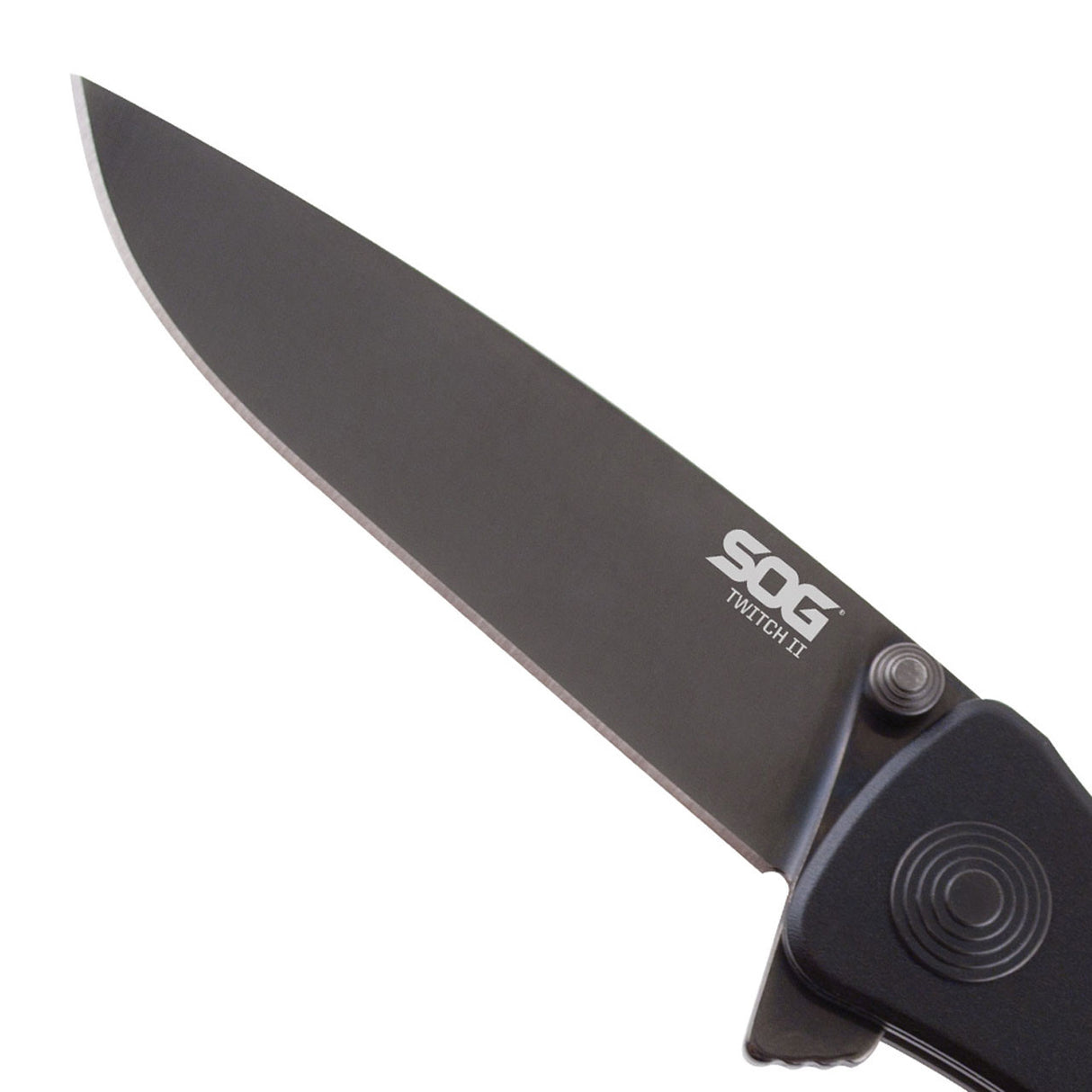 SOG - Twitch II, Folding Knife, 2.65" Drop Point Straight Edge, Black Titanium Nitride Finish, Black