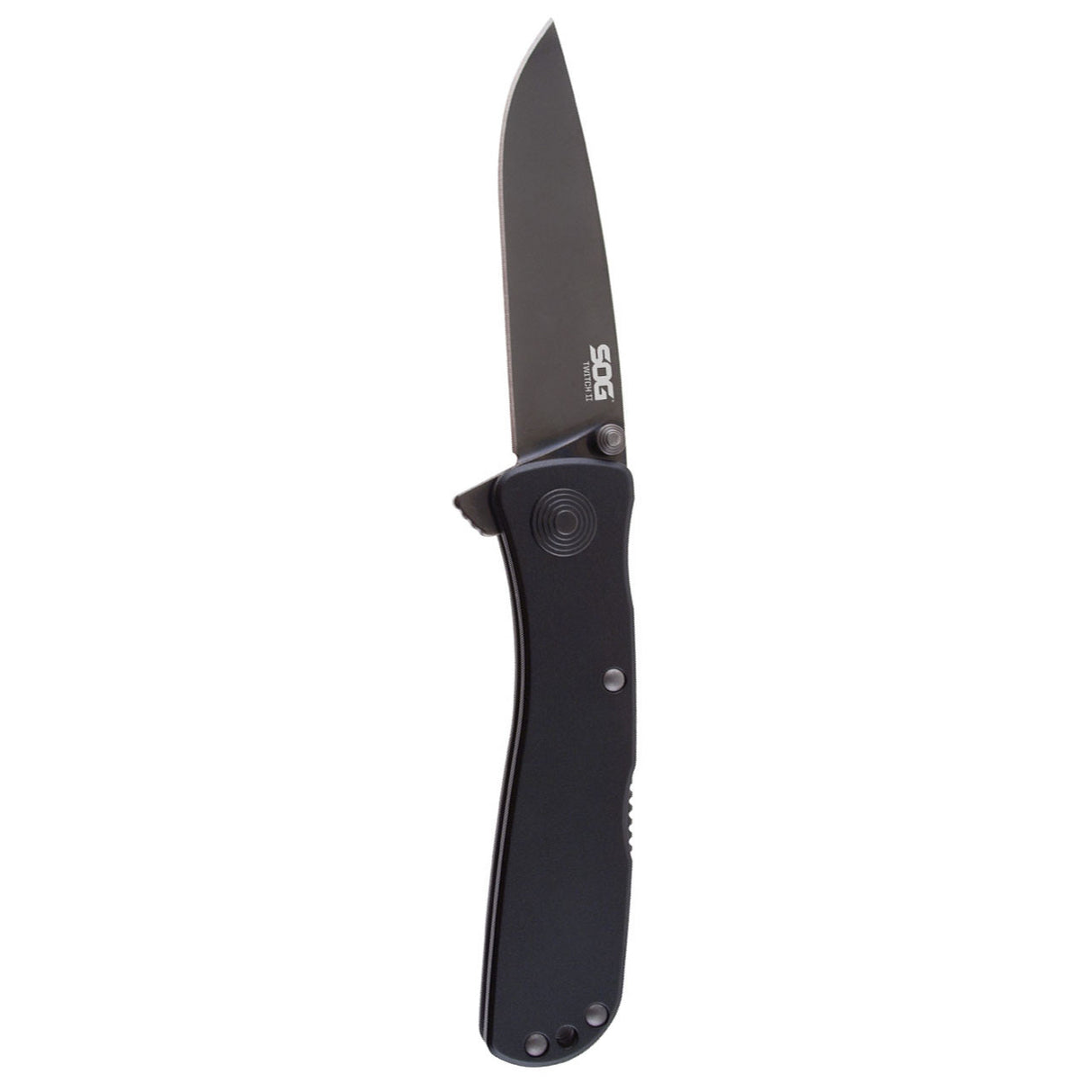 SOG - Twitch II, Folding Knife, 2.65" Drop Point Straight Edge, Black Titanium Nitride Finish, Black