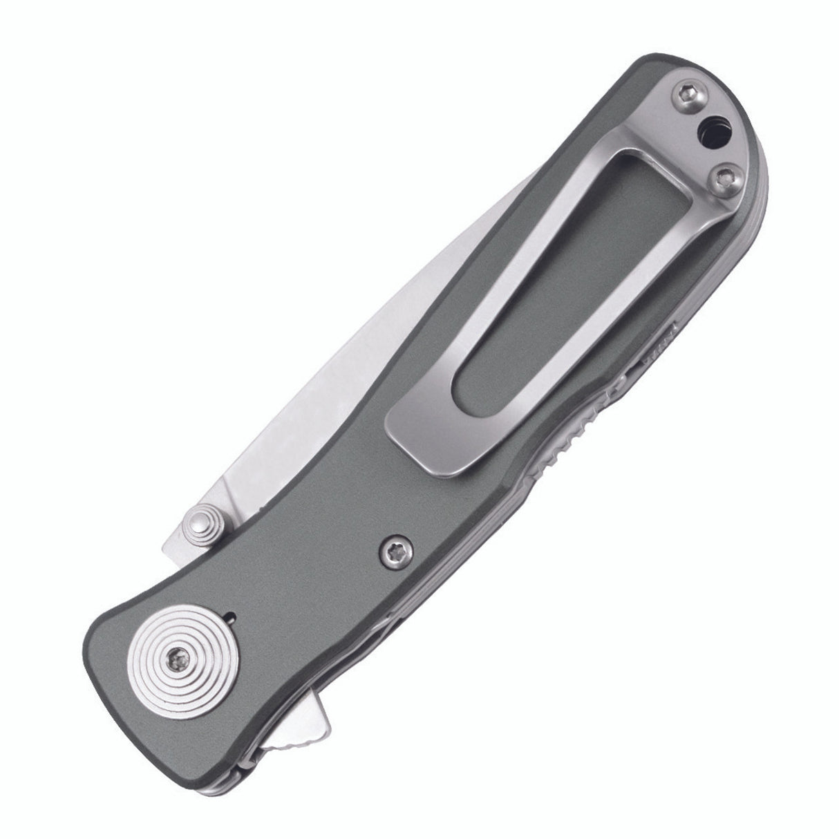 SOG - Twitch II, Folding Knife, 2.65" Drop Point Plain Edge, Gray Hard Anodized Aluminum Handle, Satin Finish, Silver