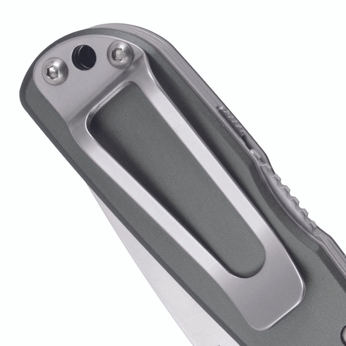 SOG - Twitch II, Folding Knife, 2.65" Drop Point Plain Edge, Gray Hard Anodized Aluminum Handle, Satin Finish, Silver