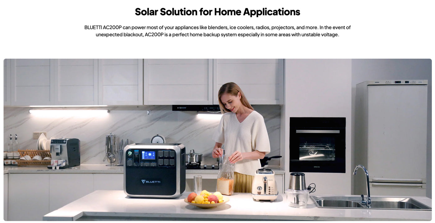 Portable solar power station for outdoor survival and emergency preparedness, model AC200P.