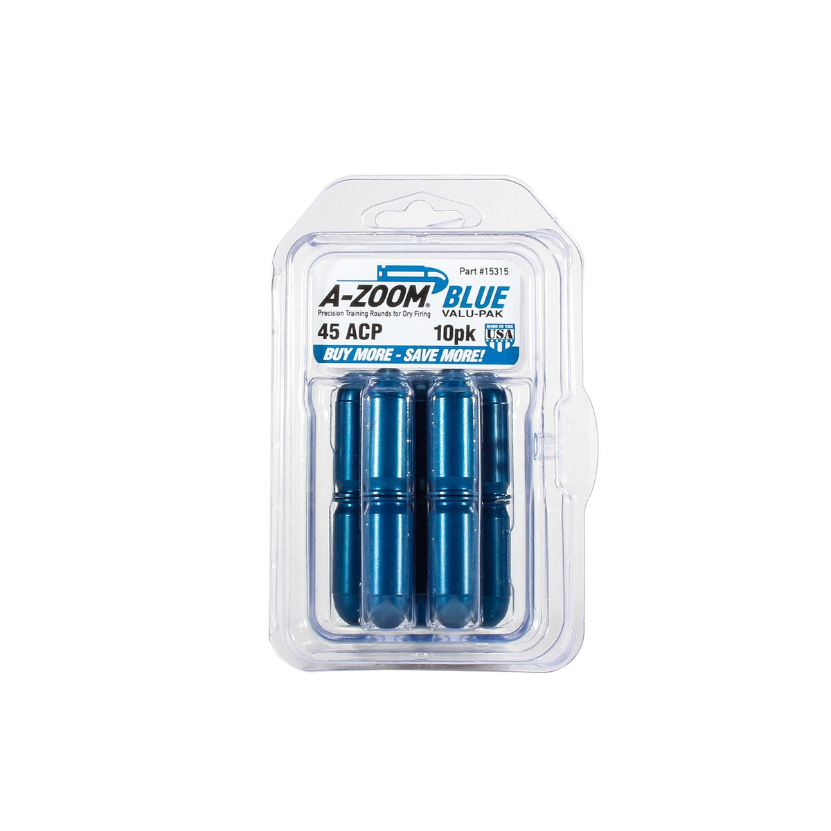 A-Zoom - Blue Snap Caps for 45 ACP, 10 Pack