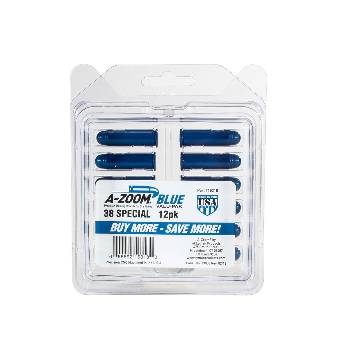 A-Zoom - Blue Snap Caps for 38 Special, 12 Pack — view 2