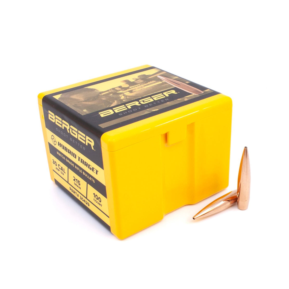 Berger Bullets - 30 Caliber 215 Grain Hybrid Target Bullets - 100 ct