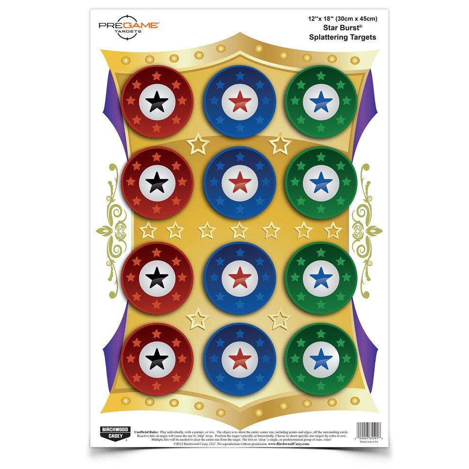 Birchwood Casey - PREGAME Star Burst Targets, 12x18 Inch, 8-Pack