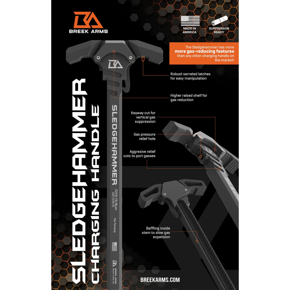 Breek Arms - Sledgehammer AR-10/LR308 Charging Handle - Black