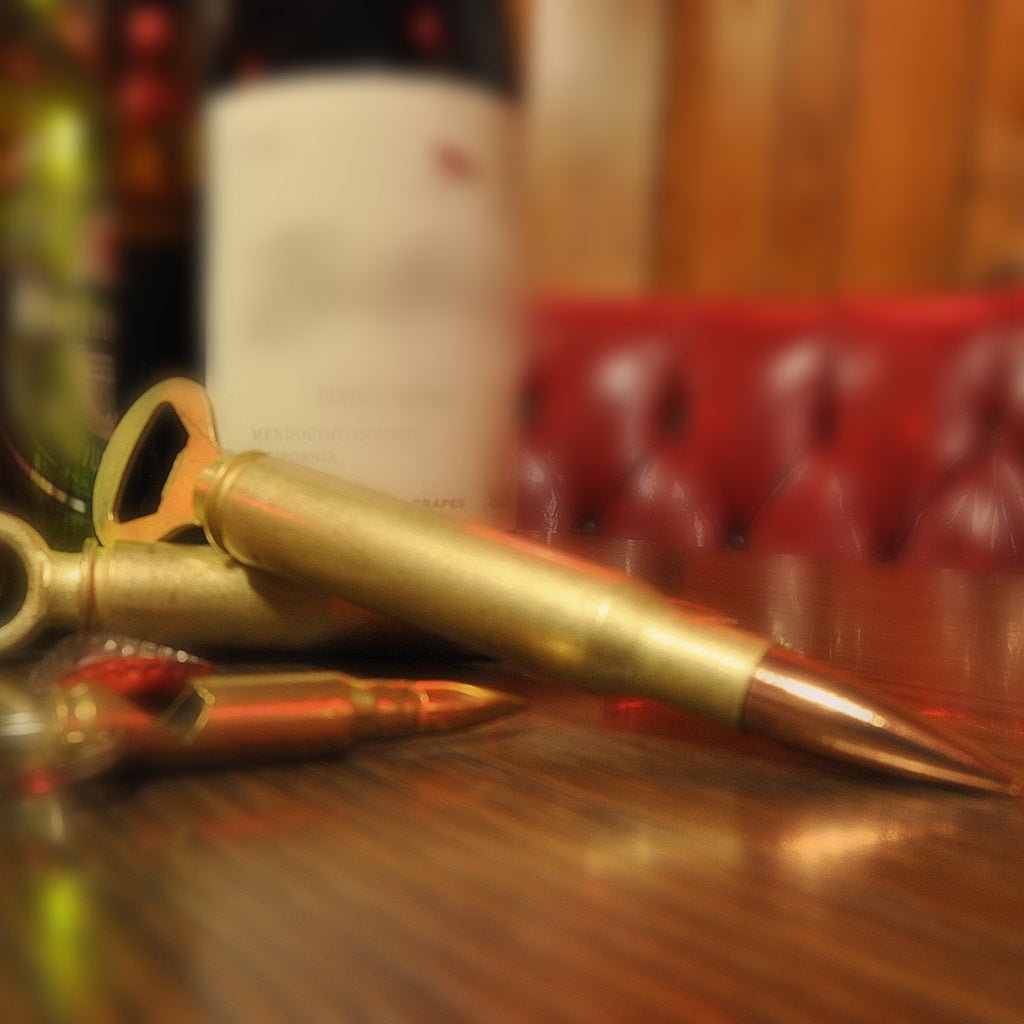Caliber Gourmet - 50 Caliber Bottle Opener, Stainless Steel, Gold
