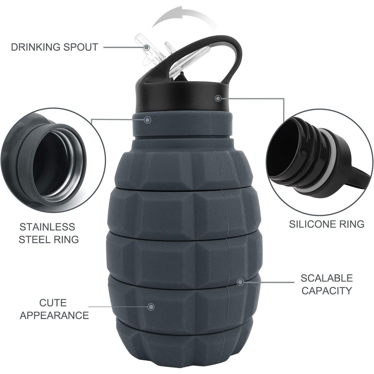 Caliber Gourmet - Silicone Grenade Collapsible Bottle