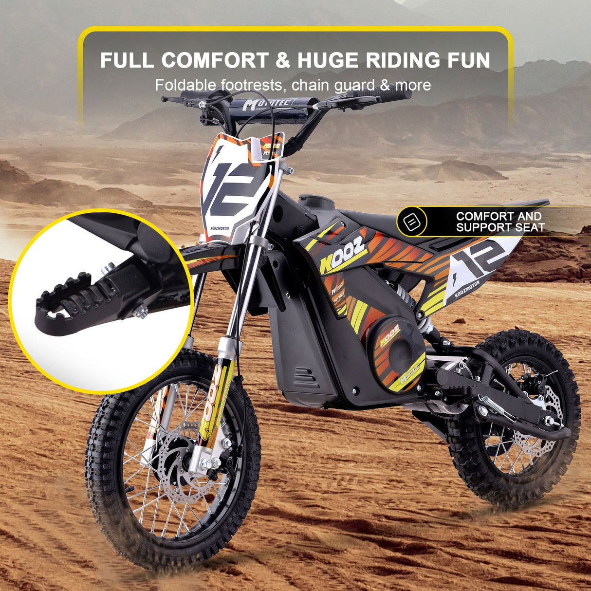 MotoTec 36v 1000w (HP112E) Electric Dirt Bike - Orange