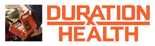 Duration Health logo, minimal design, related to outdoor survival and emergency preparedness