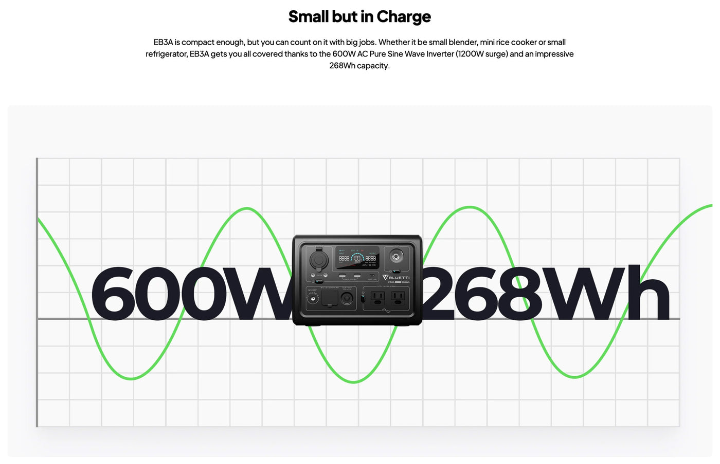 Portable power station for outdoor survival and emergency preparedness, model EB3A, showcasing compact design.