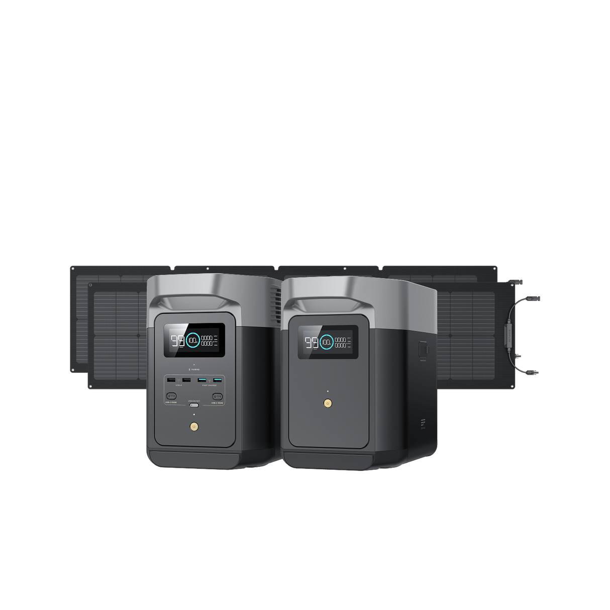 EcoFlow Delta 2 power station with smart extra battery and 110W portable solar panel for emergency preparedness