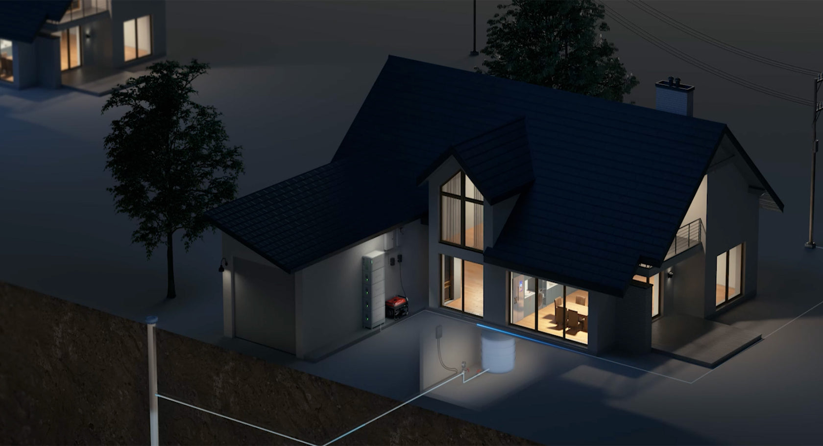 Portable power station EP800 for home backup and emergency preparedness, shown in a residential setting.