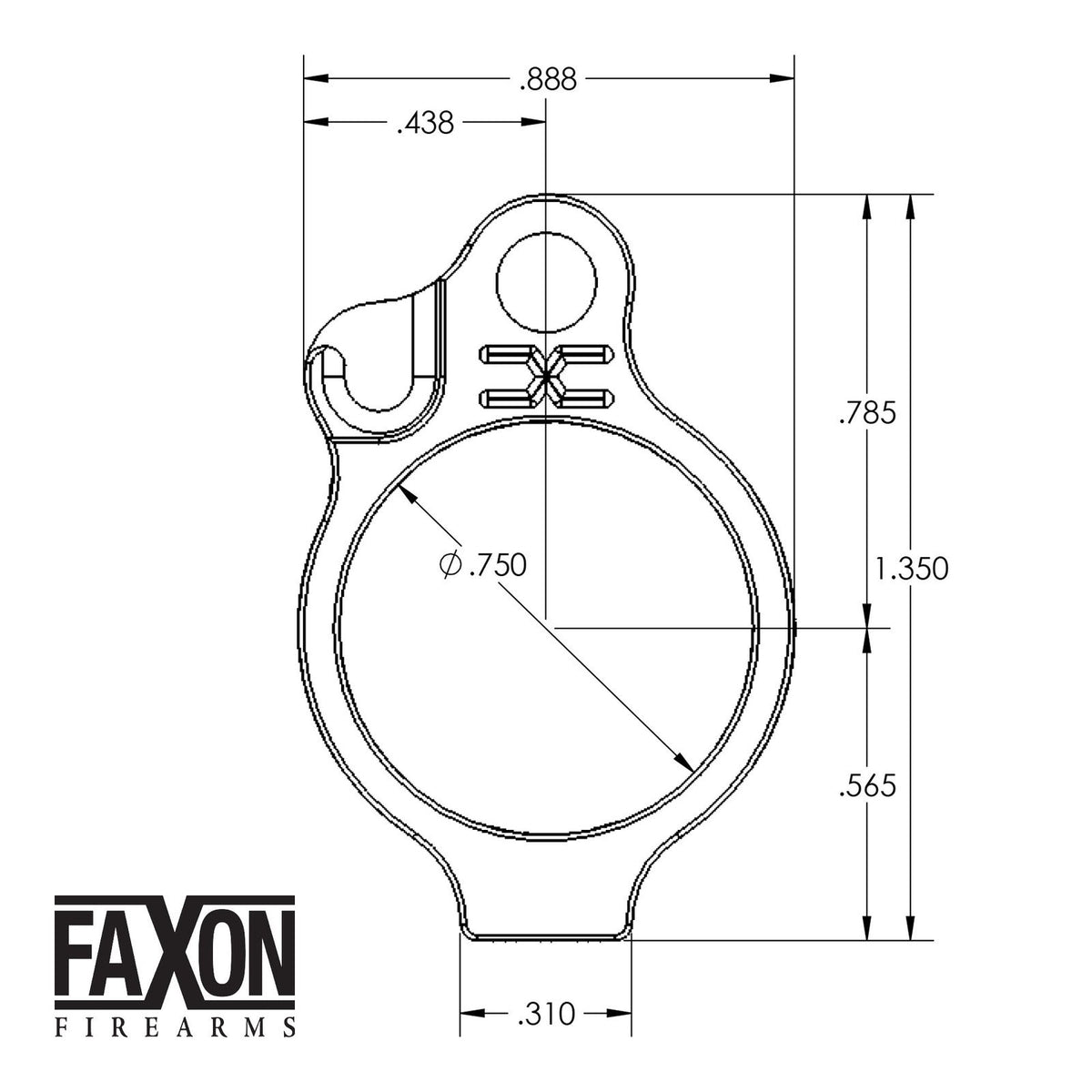 Faxon Firearms - Adjustable .750" Low Profile Gas Block — view 3