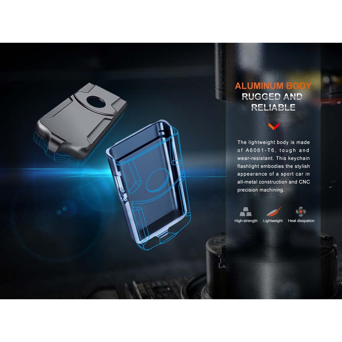 Fenix - E03R V2.0 Keychain Flashlight - Gray
