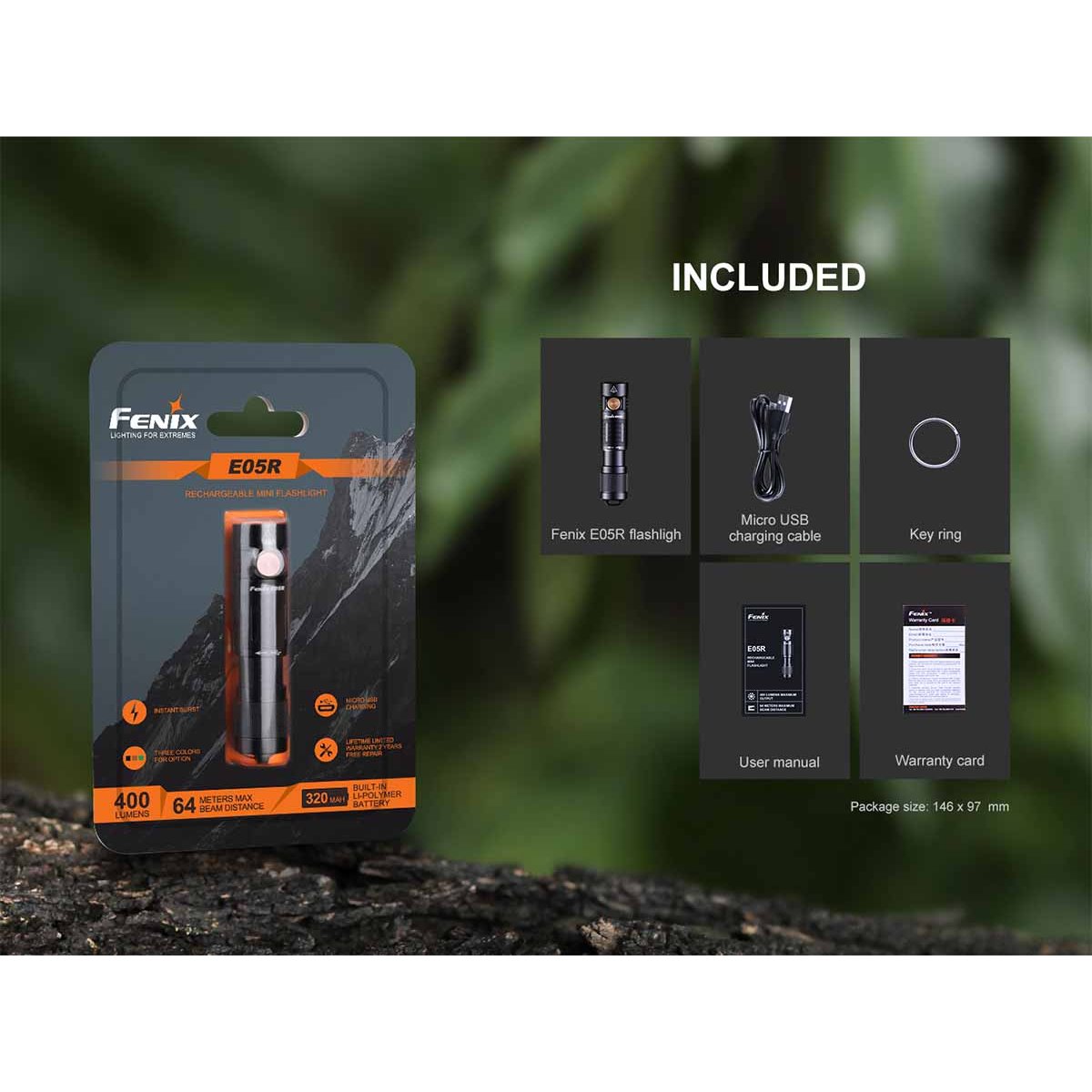Fenix - E05R Keychain Flashlight - Black